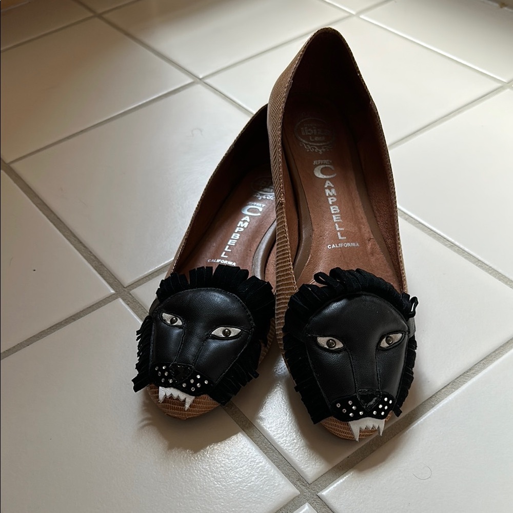 Jeffrey Campbell Black and Brown Lion Face Loafers - Picture 5 of 5